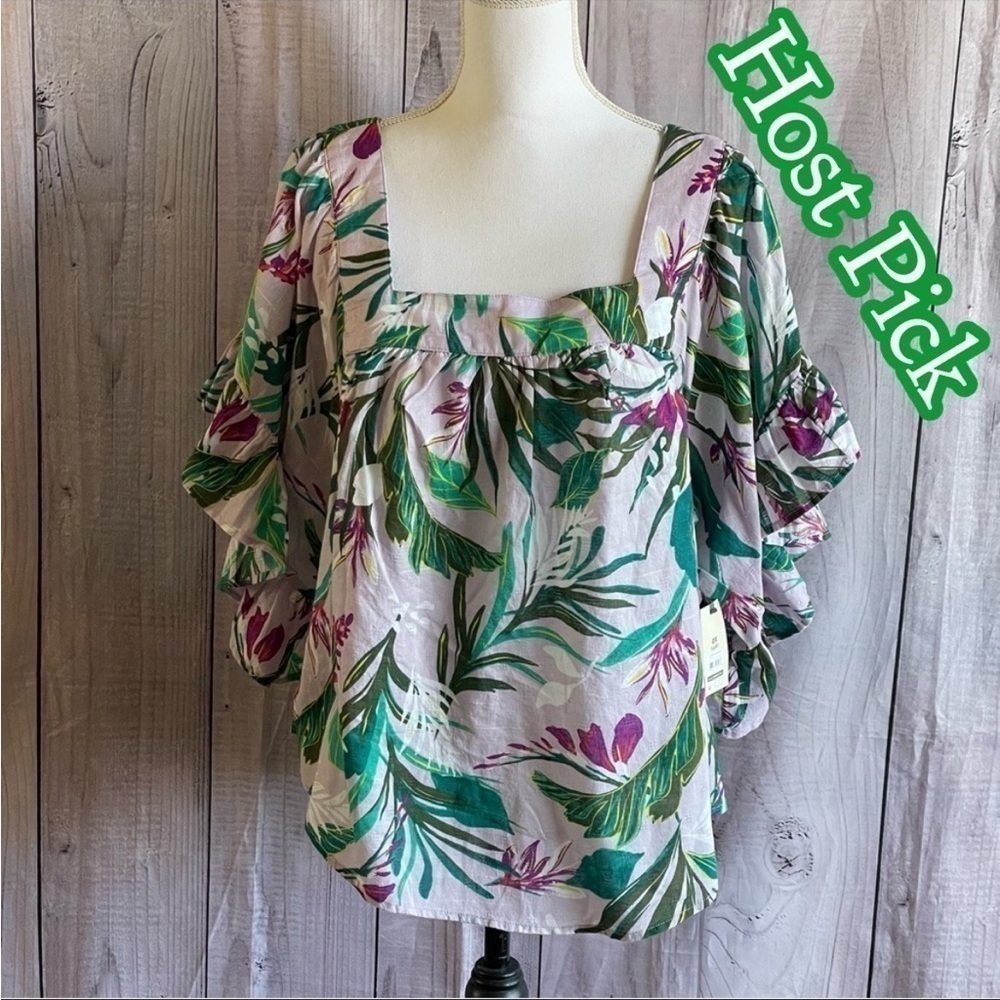 𝅺✅2X Host Pick✅ Terra & Sky Square Neck Blouse, OX